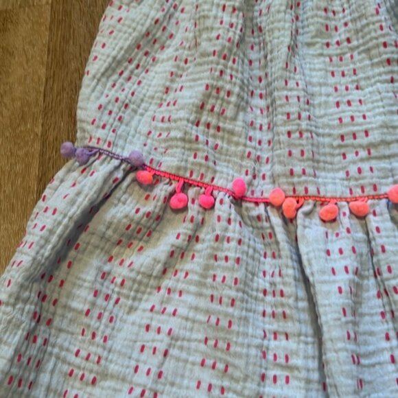 Juicy Couture Girls Light Blue Embroidered Stitch Tiered Pom Dress Size 8/10 - Picture 8 of 8